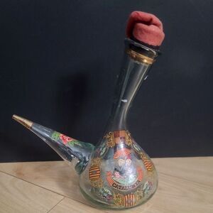 Vintage Spanish Catalunya Hand-Blown Hand Painted Glass Wine Decanter